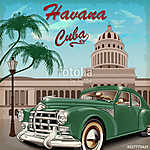 Havana retro poster. vászonkép, poszter vagy falikép