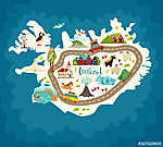Iceland abstract map, handdrawn vector illustration. Travel illu vászonkép, poszter vagy falikép