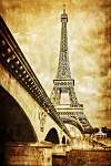 Eiffel-torony szüreti retro kilátás a Seine folyó, Párizs vászonkép, poszter vagy falikép