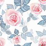 Delicate roses. Hand drawn watercolor floral seamless pattern 4 vászonkép, poszter vagy falikép