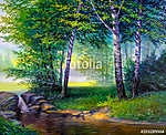 landscape painting of waterfall vászonkép, poszter vagy falikép