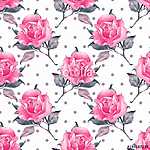 Floral seamless pattern 4. Watercolor background with roses vászonkép, poszter vagy falikép