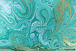 Marble abstract acrylic background. Nature green marbling artwork texture. Golden glitter. vászonkép, poszter vagy falikép