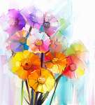 Absztrakt színes virágzás (olajfestmény reprodukció) vászonkép, poszter vagy falikép