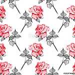Floral seamless pattern. Watercolor background with roses 17 vászonkép, poszter vagy falikép