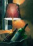 Borosüvegek lámpafényben vászonkép, poszter vagy falikép