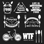 Set of vintage food related typographic quotes. Vector illustrat vászonkép, poszter vagy falikép