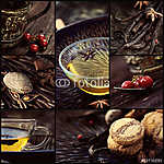 Téli tea kollázs vászonkép, poszter vagy falikép