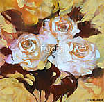Fehér rózsák, kézzel készített festészet vászonkép, poszter vagy falikép