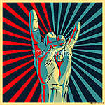 Hand in rock n roll jel, vektor Eps10 illusztráció. vászonkép, poszter vagy falikép