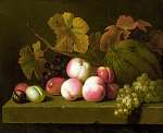 Csendélet őszibarackkal szőlővel szilvával és dinnyével vászonkép, poszter vagy falikép