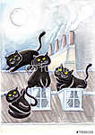 Fekete cicák találkozója vászonkép, poszter vagy falikép