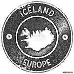 Izland térképe bélyegző, retro stílusú vászonkép, poszter vagy falikép