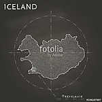 Izland kréta térkép, kézzel rajzolt vászonkép, poszter vagy falikép