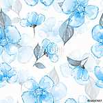 Floral seamless pattern. Watercolor background with blue flowers vászonkép, poszter vagy falikép
