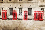 Nosztalgiás texturált kép a piros telefonos dobozokról Londonban vászonkép, poszter vagy falikép