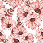 Floral seamless pattern with chrysanthemums. Watercolor flowers vászonkép, poszter vagy falikép