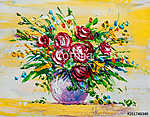Rózsák gömb vázában (olajfestmény reprodukció) vászonkép, poszter vagy falikép