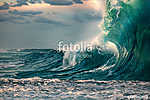 Huge ocean wave during storm. Sea water background in rough cond vászonkép, poszter vagy falikép