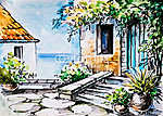Görög utca (akvarell reprodukció) vászonkép, poszter vagy falikép