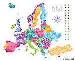 Európa térkép, amelyen a régiók határai vannak. vászonkép, poszter vagy falikép