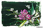 Absztrakt rózsaszín virág kompozíciója (olajfestmény reprodukció) vászonkép, poszter vagy falikép