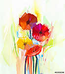 absztrakt tavaszi virágok (olajfestmény reprodukció) vászonkép, poszter vagy falikép