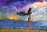 Beach girl kézzel rajzolt kép, akril. vászonkép, poszter vagy falikép