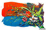 Absztrakt virágok kompozíciója 2 (olajfestmény reprodukció) vászonkép, poszter vagy falikép