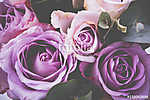 Fresh pink roses macro shot, summer flowers, vintage style vászonkép, poszter vagy falikép