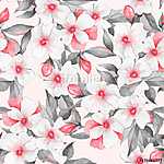 Floral seamless pattern 1. Watercolor background with white flow vászonkép, poszter vagy falikép