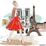 A vörös szoknyás nő, Párizsban vászonkép, poszter vagy falikép