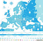 vektor Európában időzónák nagy részletes térkép helyszínnel és c vászonkép, poszter vagy falikép