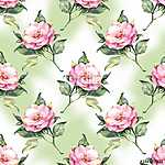 Watercolor floral seamless pattern with hand painted roses vászonkép, poszter vagy falikép