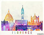 Florence landmarks watercolor poster vászonkép, poszter vagy falikép
