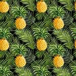 Trópusi pálmafák és ananászok háttér - zökkenőmentes pattanás vászonkép, poszter vagy falikép