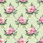 Watercolor floral seamless pattern with roses 8 vászonkép, poszter vagy falikép