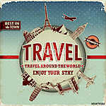 Vintage utazás világszerte plakáton vászonkép, poszter vagy falikép