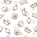 Koronák rózsaszín pöttyökkel tapétaminta vászonkép, poszter vagy falikép