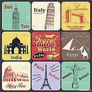Vintage utazási plakát és címke vászonkép, poszter vagy falikép