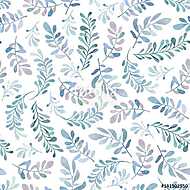 Watercolor seamless pattern with blue and green branches in gent vászonkép, poszter vagy falikép