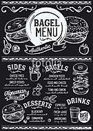 Bagels restaurant menu. Vector sandwich food flyer for bar and c vászonkép, poszter vagy falikép