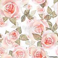 Delicate roses. Hand drawn watercolor floral seamless pattern 9 vászonkép, poszter vagy falikép