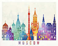 Moszkva landmarks watercolor poster vászonkép, poszter vagy falikép