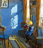 Napsütötte kék szoba vászonkép, poszter vagy falikép