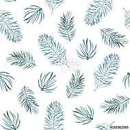 Watercolor seamless pattern with spruce branches. vászonkép, poszter vagy falikép