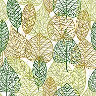 Seamless pattern of outline autumnal leaves vászonkép, poszter vagy falikép
