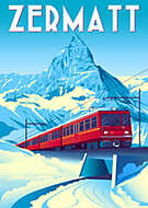 Utazás poszter - Zermatt, Svájc vászonkép, poszter vagy falikép