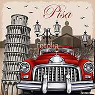Pisa retro poster. vászonkép, poszter vagy falikép