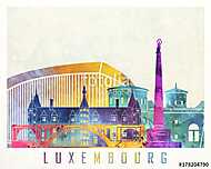 Luxembourg landmarks watercolor poster vászonkép, poszter vagy falikép